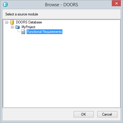 The Browse DOORS dialog in Sparx Systems Enterprise Architect. The Browse DOORS dialog in Sparx Systems Enterprise Architect.