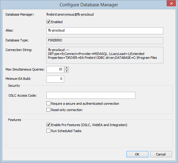 The Configure Database Manager dialog The Configure Database Manager dialog