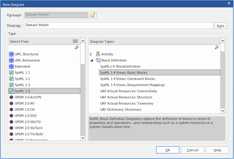 Showing how to create a diagram with a metamodel view using the New Diagram dialog in Sparx Systems Enterprise Architect. Showing how to create a diagram with a metamodel view using the New Diagram dialog in Sparx Systems Enterprise Architect.