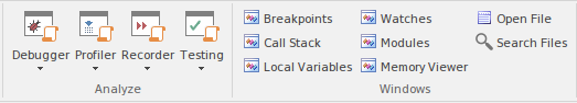 Part of the Execute ribbon in Sparx Systems Enterprise Architect. Part of the Execute ribbon in Sparx Systems Enterprise Architect.