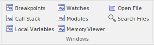 Part of the Execute ribbon in Sparx Systems Enterprise Architect. Part of the Execute ribbon in Sparx Systems Enterprise Architect.