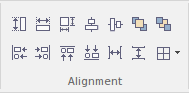 Part of the Layout ribbon in Sparx Systems Enterprise Architect. Part of the Layout ribbon in Sparx Systems Enterprise Architect.
