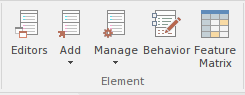 Element panel of the Design ribbon in Sparx Systems Enterprise Architect.