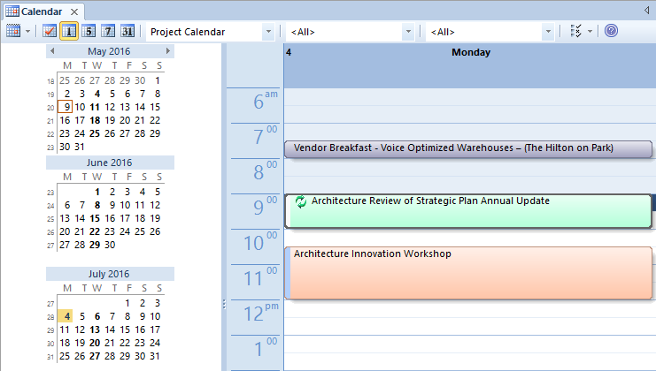 Planning a meeting using the calendar Planning a meeting using the calendar