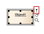 Showing the element quicklinker on a selected object in Sparx Systems Enterprise Architect.