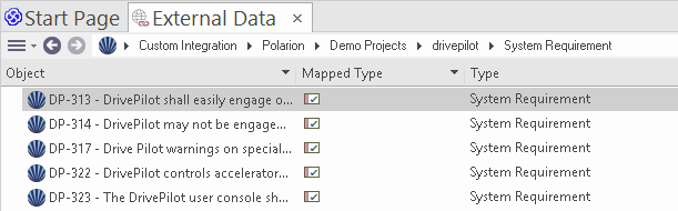 External Data Polarion Requirements External Data Polarion Requirements